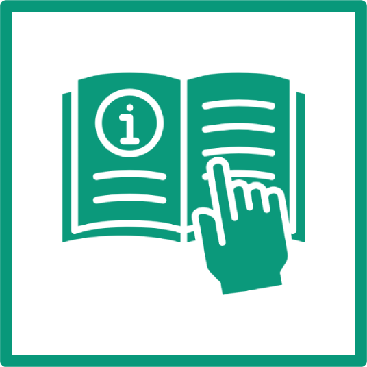 Hand zeigt auf ein Buch